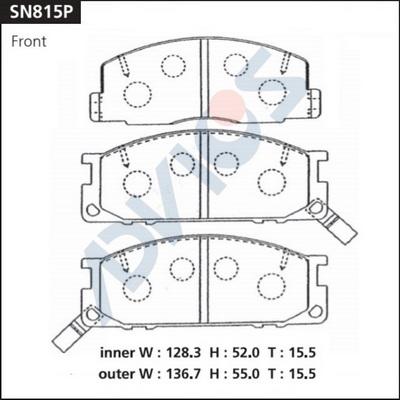 Advics SN815P - Гальмівні колодки, дискові гальма autocars.com.ua