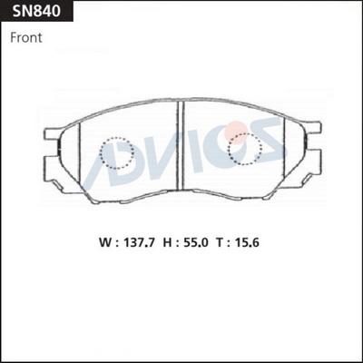 Advics SN840 - Тормозные колодки, дисковые, комплект avtokuzovplus.com.ua