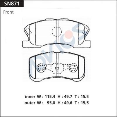 Advics SN871 - Гальмівні колодки, дискові гальма autocars.com.ua