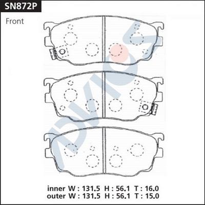 Advics SN872P - Тормозные колодки, дисковые, комплект avtokuzovplus.com.ua