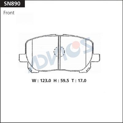 Advics SN890 - Гальмівні колодки, дискові гальма autocars.com.ua