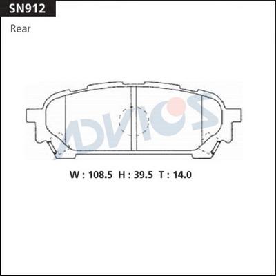 Advics SN912 - Гальмівні колодки, дискові гальма autocars.com.ua