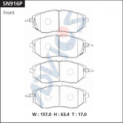 Advics SN916P - Гальмівні колодки, дискові гальма autocars.com.ua