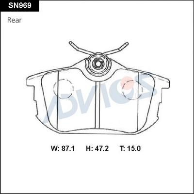 Advics SN969 - Гальмівні колодки, дискові гальма autocars.com.ua