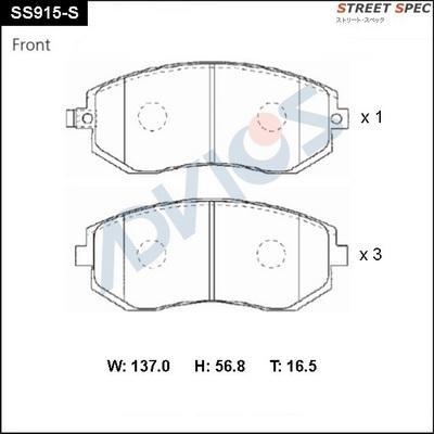 Advics SS915-S - Тормозные колодки, дисковые, комплект avtokuzovplus.com.ua