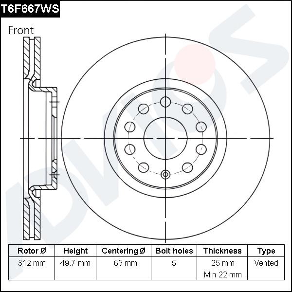 Advics T6F667WS - Гальмівний диск autocars.com.ua