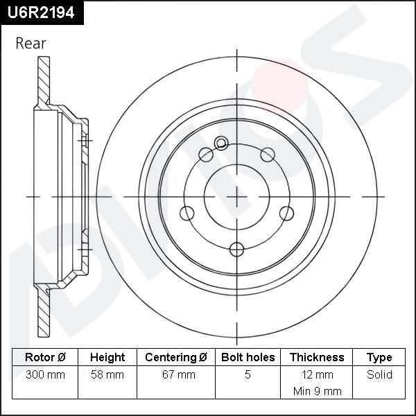 Advics U6R2194 - Гальмівний диск autocars.com.ua