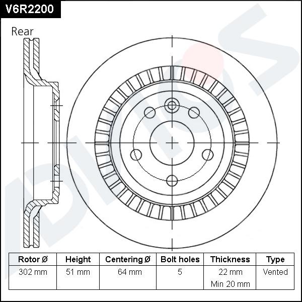ADVICS V6R2200 - Гальмівний диск autocars.com.ua