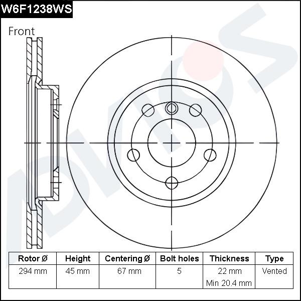 Advics W6F1238WS - Гальмівний диск autocars.com.ua