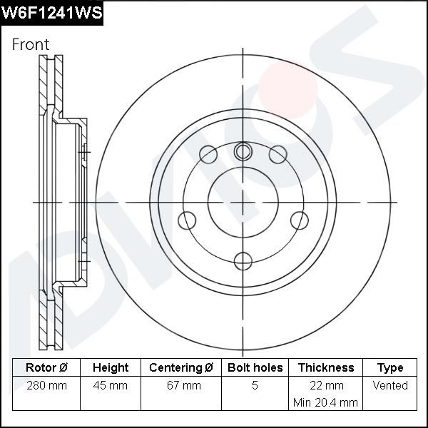 Advics W6F1241WS - Гальмівний диск autocars.com.ua