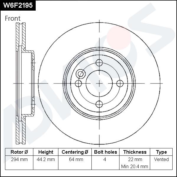 ADVICS W6F2195 - Гальмівний диск autocars.com.ua