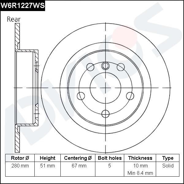 Advics W6R1227WS - Гальмівний диск autocars.com.ua