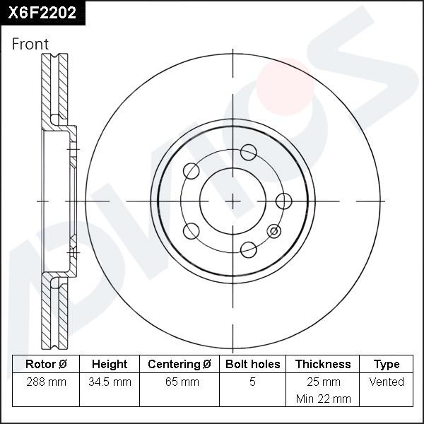 Advics X6F2202 - Гальмівний диск autocars.com.ua