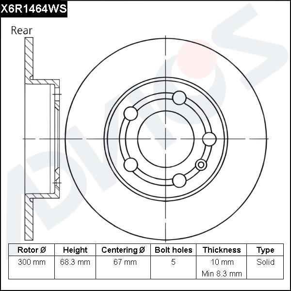 Advics X6R1464WS - Гальмівний диск autocars.com.ua