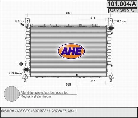 AHE 101.004/A - Радіатор, охолодження двигуна autocars.com.ua
