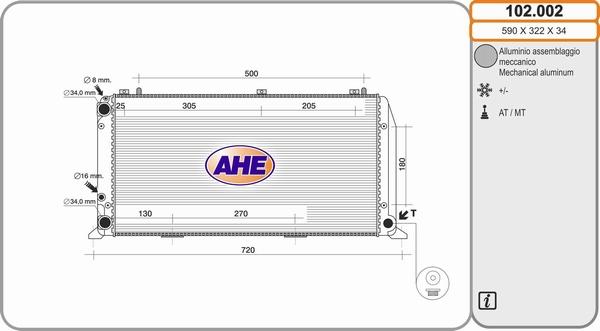 AHE 102.002 - Радіатор, охолодження двигуна autocars.com.ua