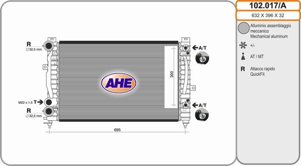 AHE 102.017/A - Радіатор, охолодження двигуна autocars.com.ua