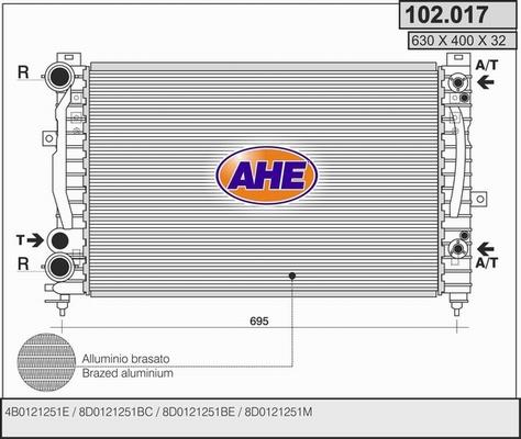 AHE 102.017 - Радіатор, охолодження двигуна autocars.com.ua