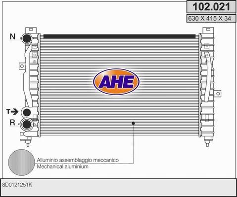 AHE 102.021 - Радіатор, охолодження двигуна autocars.com.ua