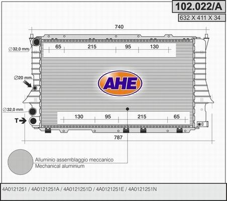 AHE 102.022/A - Радіатор, охолодження двигуна autocars.com.ua