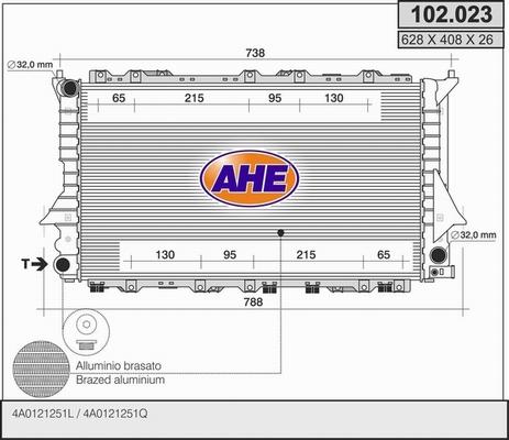 AHE 102.023 - Радіатор, охолодження двигуна autocars.com.ua