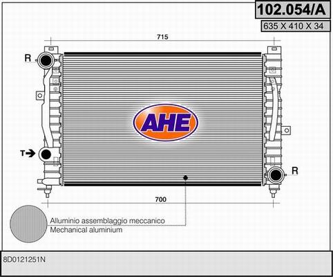 AHE 102.054/A - Радіатор, охолодження двигуна autocars.com.ua