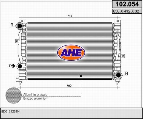 AHE 102.054 - Радіатор, охолодження двигуна autocars.com.ua