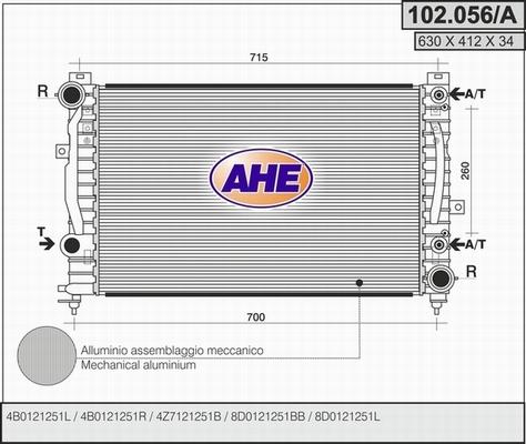 AHE 102.056/A - Радіатор, охолодження двигуна autocars.com.ua