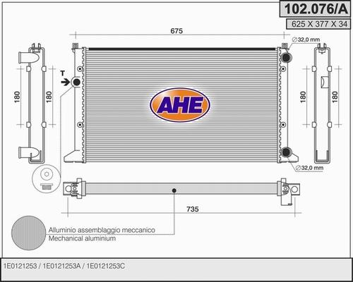 AHE 102.076/A - Радіатор, охолодження двигуна autocars.com.ua