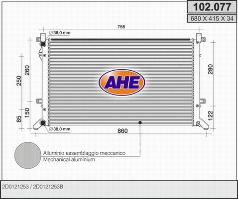 AHE 102.077 - Радіатор, охолодження двигуна autocars.com.ua