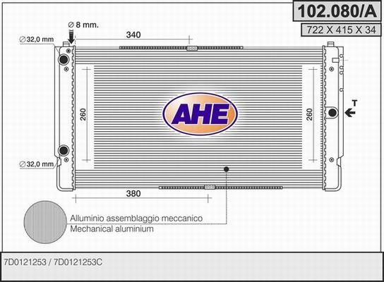 AHE 102.080/A - Радіатор, охолодження двигуна autocars.com.ua