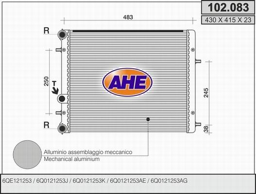 AHE 102.083 - Радіатор, охолодження двигуна autocars.com.ua