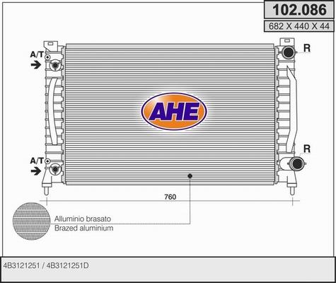 AHE 102.086 - Радіатор, охолодження двигуна autocars.com.ua