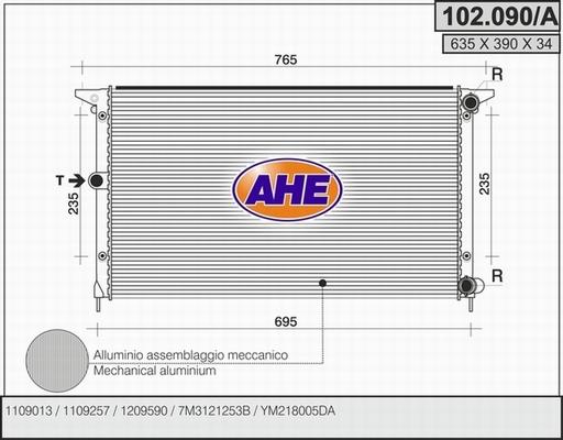 AHE 102.090/A - Радіатор, охолодження двигуна autocars.com.ua