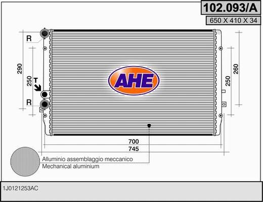 AHE 102.093/A - Радіатор, охолодження двигуна autocars.com.ua