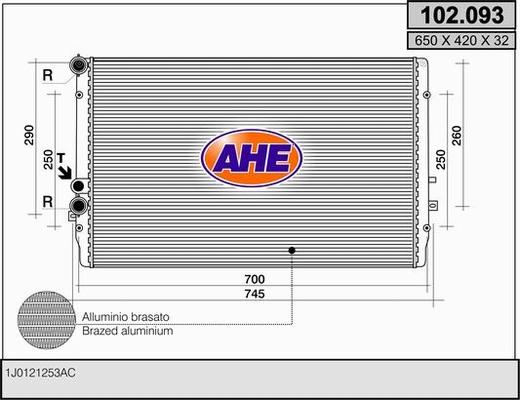 AHE 102.093 - Радіатор, охолодження двигуна autocars.com.ua