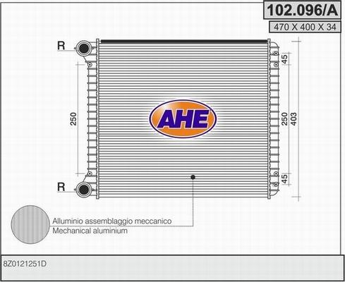 AHE 102.096/A - Радіатор, охолодження двигуна autocars.com.ua