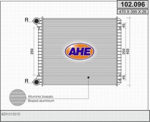 AHE 102.096 - Радіатор, охолодження двигуна autocars.com.ua