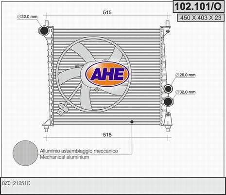 AHE 102.101/O - Радіатор, охолодження двигуна autocars.com.ua