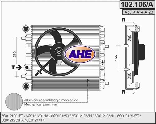 AHE 102.106/A - Радіатор, охолодження двигуна autocars.com.ua