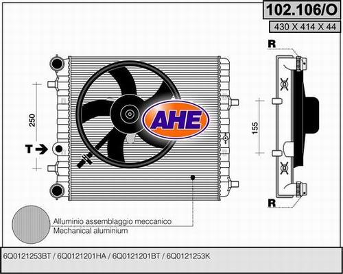 AHE 102.106/O - Радиатор, охлаждение двигателя autodnr.net