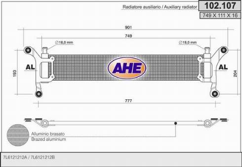 AHE 102.107 - Радіатор, охолодження двигуна autocars.com.ua