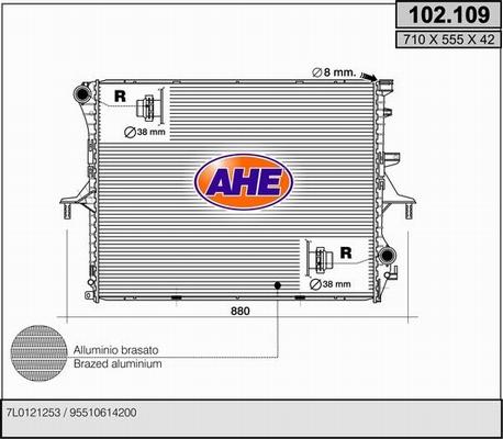 AHE 102.109 - Радіатор, охолодження двигуна autocars.com.ua