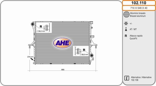 AHE 102.110 - Радіатор, охолодження двигуна autocars.com.ua