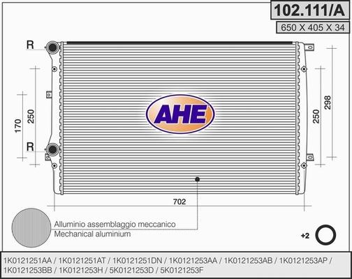 AHE 102.111/A - Радіатор, охолодження двигуна autocars.com.ua
