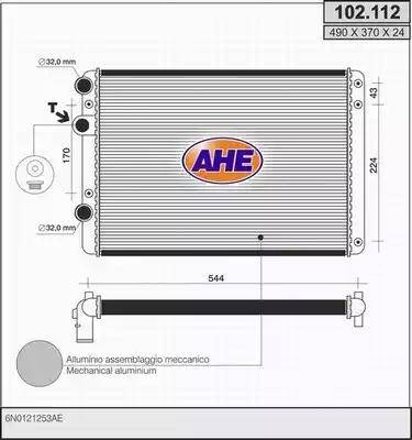 AHE 102.112 - Радіатор, охолодження двигуна autocars.com.ua