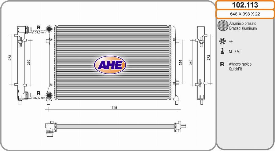 AHE 102.113 - Радиатор, охлаждение двигателя autodnr.net