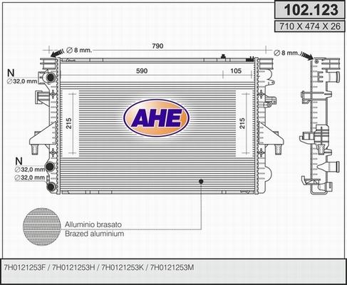 AHE 102.123 - Радіатор, охолодження двигуна autocars.com.ua