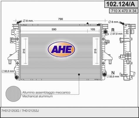 AHE 102.124/A - Радіатор, охолодження двигуна autocars.com.ua