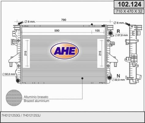 AHE 102.124 - Радіатор, охолодження двигуна autocars.com.ua
